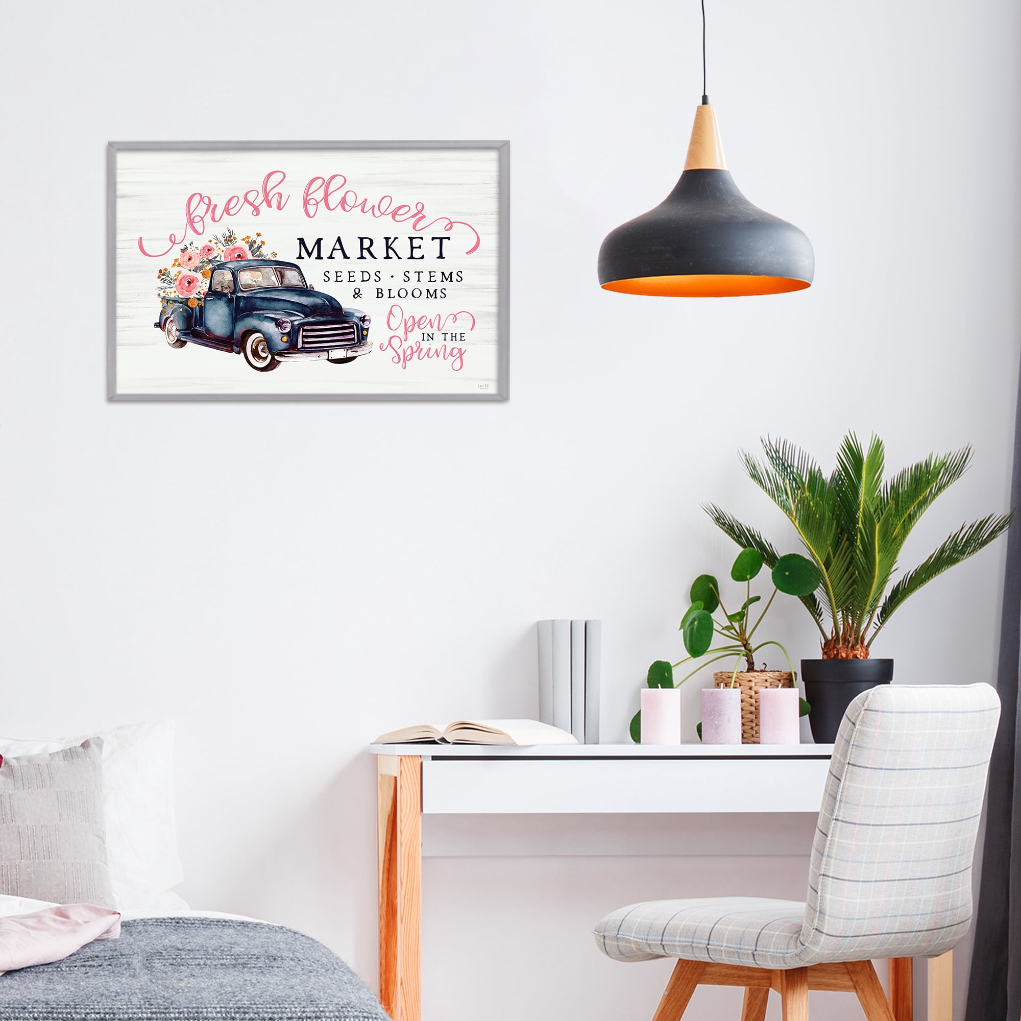 Stupell Industries Antique Spring Market Gray Framed Giclee Art, design by Lux + Me Designs