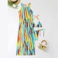 thumbnail image 4 of MLQIDK Women's Rainbow Print Halter Bikini Set with Cover-Up 3 Piece Swimwear Sexy Two Piece Bathing Suit with Flowy Beach Dress 2026 Multicolor S, 4 of 7