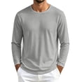 thumbnail image 3 of SeCaotees Contrast Trim Crew Neck Long Sleeve Tops for Men Soft Breathable Knit Fabric Loose Fit Daily Casual Pullover Shirts Gray,XXXL, 3 of 6