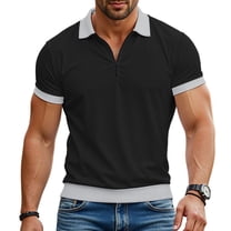 LTTVQM Men's Zipper Polo Shirts Spring Summer Short Sleeve Casual Shirt Athletic Work Classic Golf Tops Black 2XL