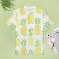thumbnail image 4 of Lunarable Pineapple Womens Tops Women's Fashion Casual Short Sleeve Flower Print Round Neck Pullover Top Blouse, 4 of 6