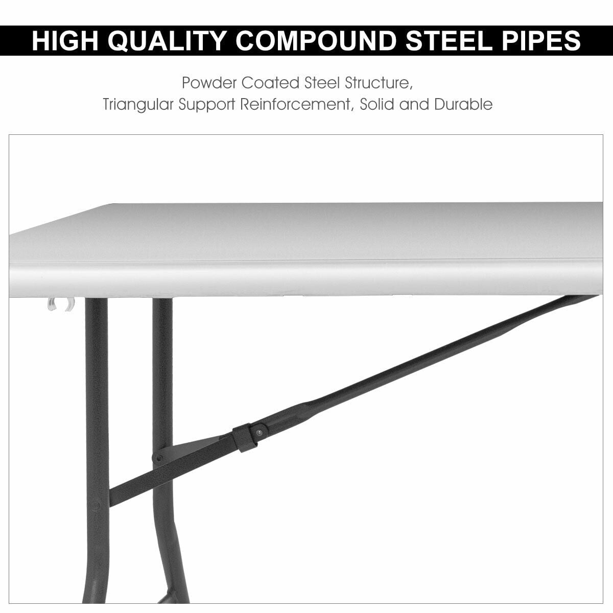 Nishore Folding Portable Garden Table Indoor Outdoor Picnic Party Dining HDPE Black Imitation Rattan 70.9 x 29.5 x 28.3 L x W x H Weather Resistant