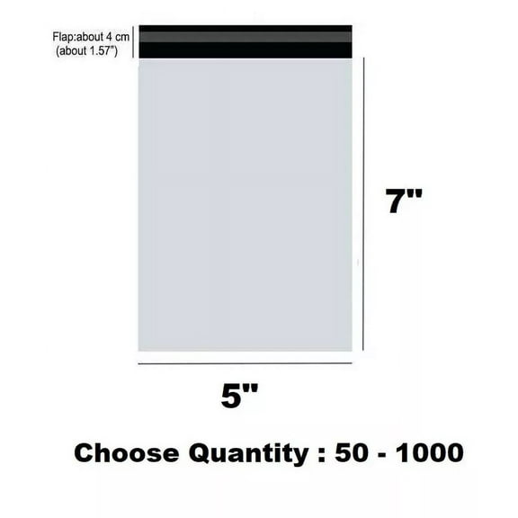 5"x7", 100/PK Poly Mailers 2.5mil Shipping Bag Plastic Packaging Envelopes Waterproof Self Adhesive Seal