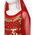 thumbnail image 5 of TiaoBug Kids Girls Belly Dance Outfits Halter Top Harem Pants Indian Carnival All Set Red 11-12, 5 of 7