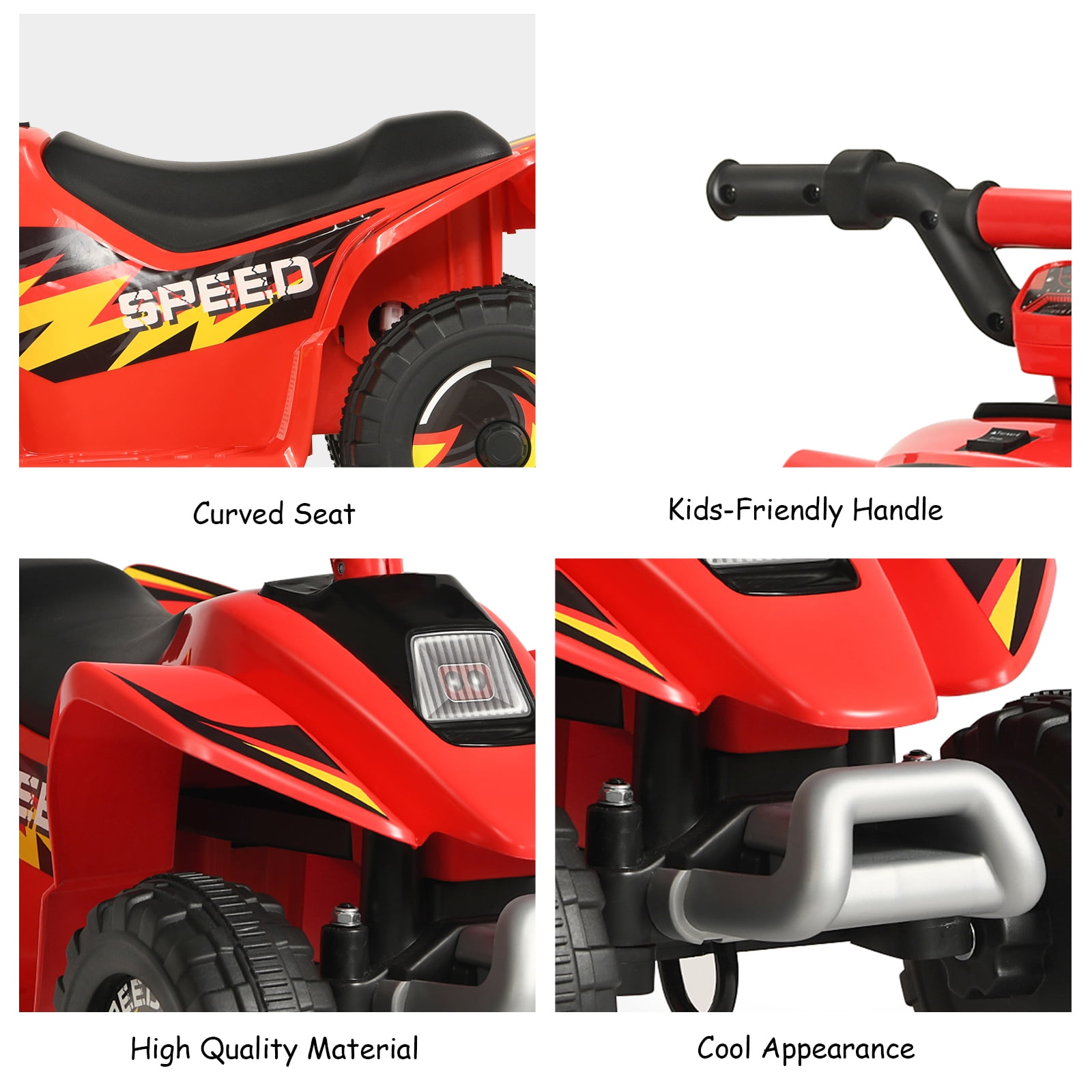 Infans 6V Kids Electric Quad ATV 4 Wheels Ride On Toy for Toddlers Forward&Reverse Red
