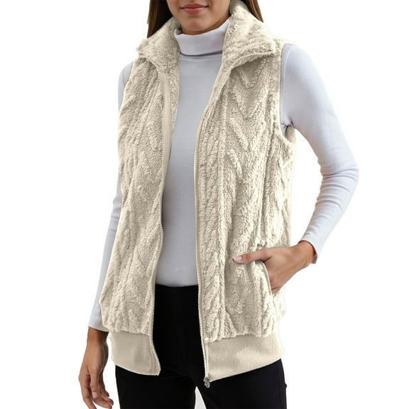 Gaexia Vest for Women Plus Size,Women Stand Collar Vest Outerwear Sleeveless Open Front Cardigan Cozy Layering Piece for Casual Fall Winter Fashion