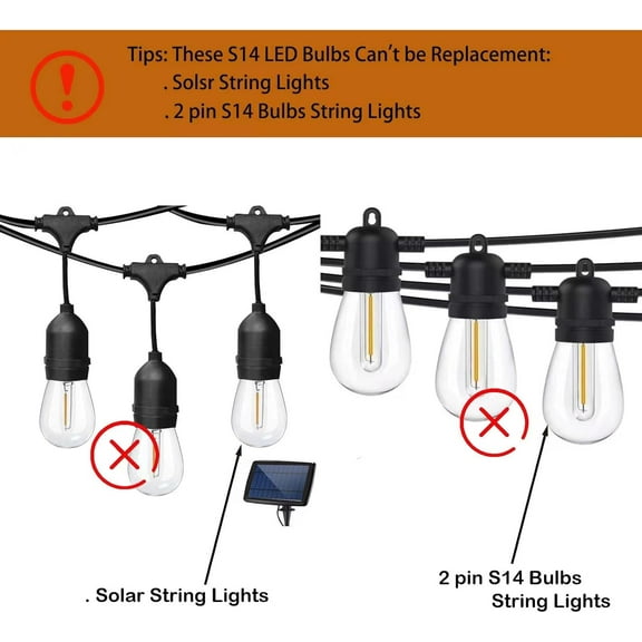 YJYASX-S14 Led Bulbs for Outdoor String Lights,Shatterproof Waterproof Plastic Cafe Light Bulbs,1 Watt to Replace 11 Watts Incandescent Bulb,120V 2700K Warm White E26 16 Pack.
