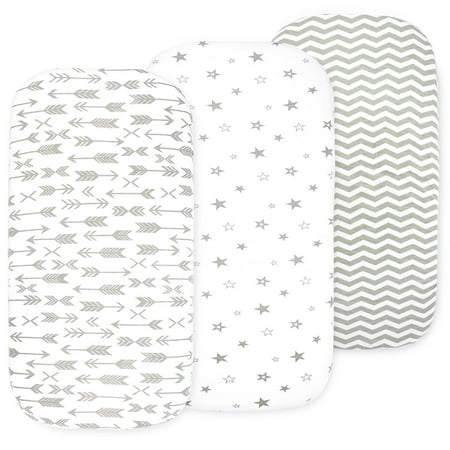 Baby Bassinet Sheet Set – 3 Pack – Keep Baby Happily Sleeping in Cold & Hot Weather w/ Ultra-Soft Universal Fitted Jersey Cotton Bassinet Sheets for Oval Hourglass & Rectangle Bassinet Mattress Baby Bassinet Sheet Set – 3 Pack – Keep Baby Happily Sleeping in Cold & Hot Weather w/ Ultra-Soft Universal Fitted Jersey Cotton Bassinet Sheets for Oval Hourglass & Rectangle Bassinet Mattress