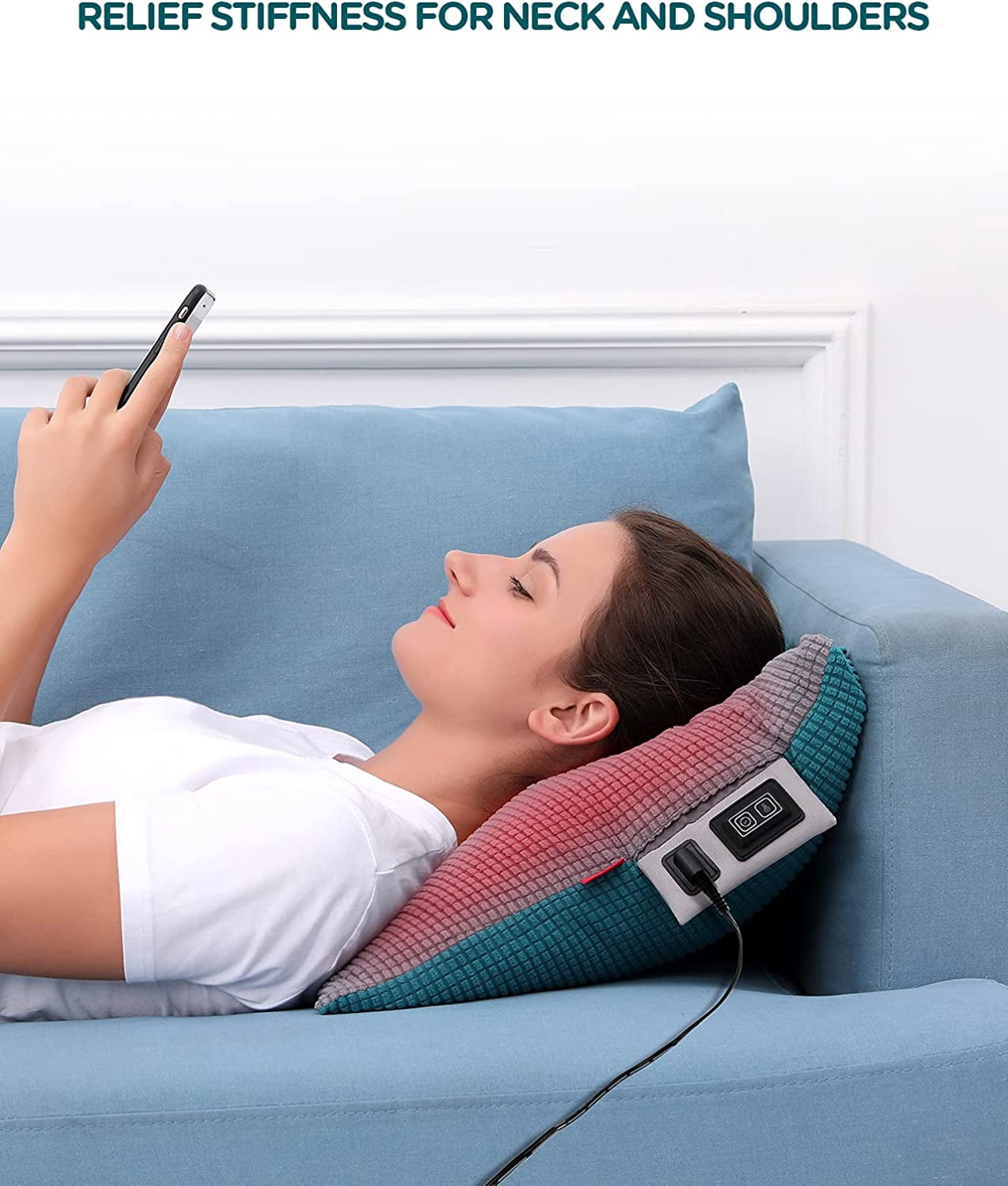 Heated Pillow for Lumbar Support, Electric Pillow for Back Pain Relief, Flannel USB Heating Pillows for Period Cramp/Abdomen/Neck, Birthday Gift for Mom Dad, 17.7" x 17.7"