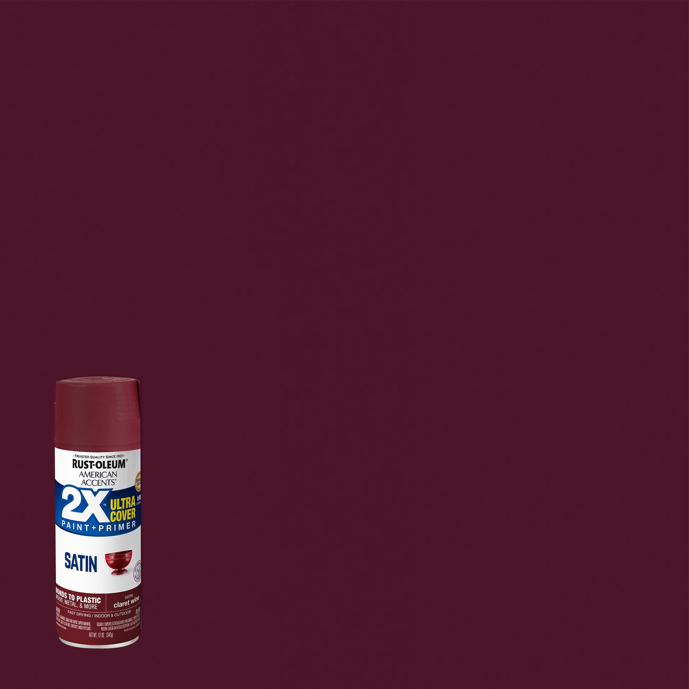 Claret Wine, Rust-Oleum American Accents 2X Ultra Cover Satin Spray Paint- 12 oz