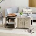 thumbnail image 5 of Gymax Cat Litter Box Enclosure for 2 Cats w/ Double Rooms Wooden Cat Washroom Cabinet Oak, 5 of 10