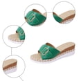 thumbnail image 5 of Rokment Womens Buckles Platform Wedge Slides Sandals 2026 Trendy Casual Leather Espadrilles Chunky Slip on High Heels Beach Summer Dress Slippers Green Size 6, 5 of 7