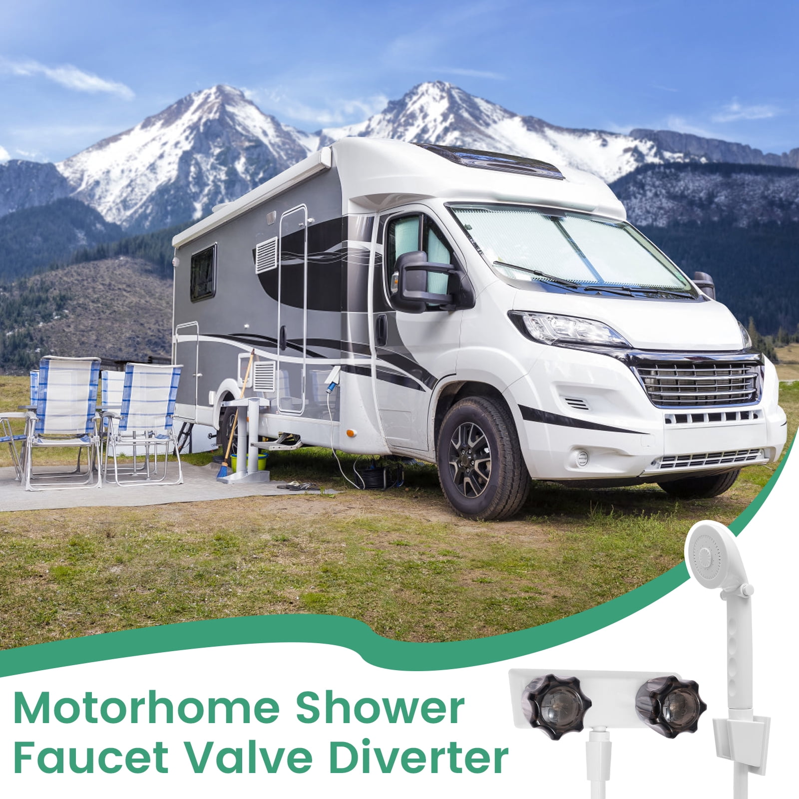 RV Shower Faucet with Handheld Showerhead and Hose 4" Metal Shower Set Leak Resistant for RV Camper Motorhome Travel Trailer (Indoor/Outdoor Use)