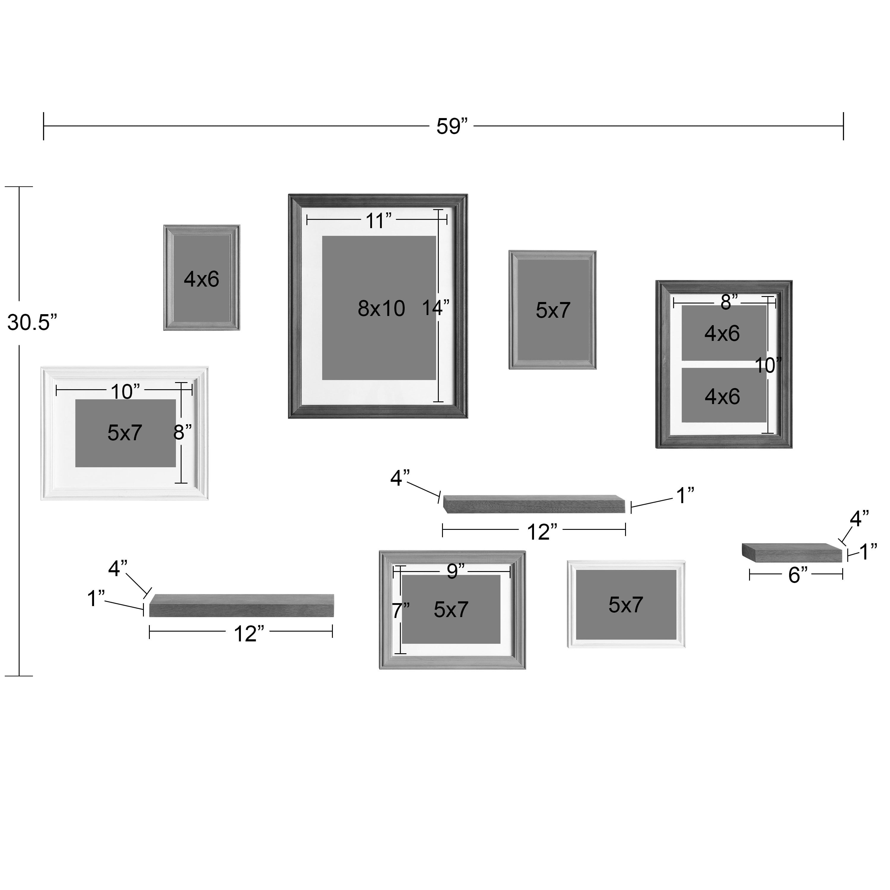 10 Piece Rayburn Gallery Picture Frame Set Three Posts Color: White Wash/Charcoal Gray/Rustic Gray