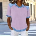 thumbnail image 2 of zbxnLI Short Sleeve Shirt for Women Fashion Collared Casual Stylish Loose Tops Summer Comfort Color Block Top, 2 of 5