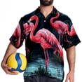 thumbnail image 4 of Flamingo Tropical Rainforest Men's Short Sleeve Hawaiian Shirt, Casual Printed Button Down Beach Tops, Summer Poplin Spread Collar Unisex Button Down Shirts, 4 of 6