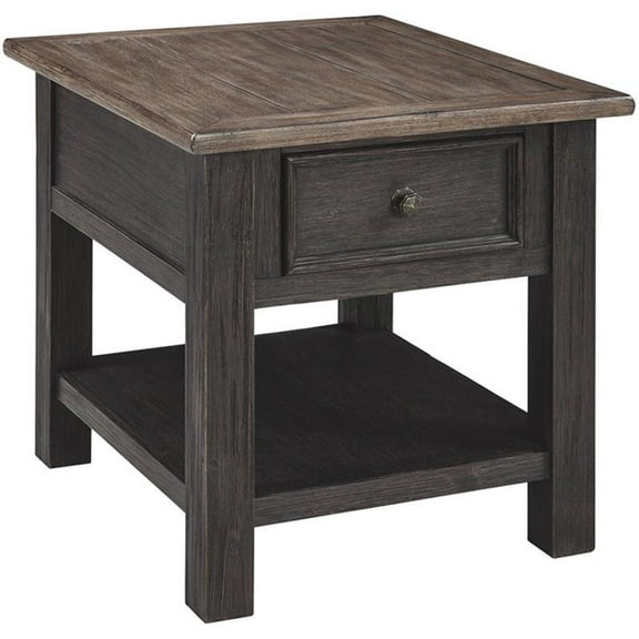 Bowery Hill Contemporary 1 Drawer End Table in Grayish Brown