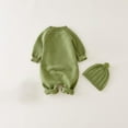 thumbnail image 3 of HAiming Newborn Sweater Jumpsuit Winter Knit Romper Clothes Button Solid Baby Girls Boys Clothes with Hat 2PCS Outfit, 3 of 3
