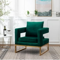Luxurious Velvet Green Accent Chair with Cut-Out Armrests for Modern Living Rooms
