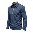 thumbnail image 3 of CCRFTGI Mens Long Sleeve Polo Pocket Breathable Soft Golf Work Casual Shirts Tops Tees Blue 3XL, 3 of 4