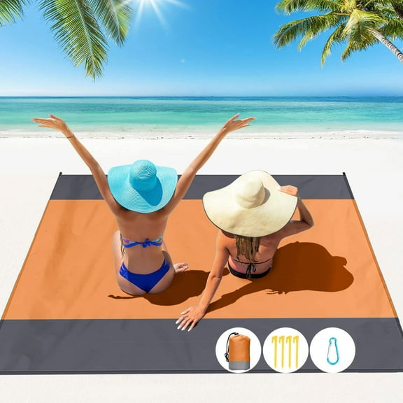 Clearance! PALIFEUR Beach Blanket Waterproof Sandproof Beach Mat, Outdoor Picnic Mat/Blanket, 4-6 People 79x83 Inch