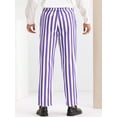 thumbnail image 3 of Unique Bargains Men's Striped Dress Pants Straight Leg Color Block Business Trousers 28 Purple White, 3 of 6