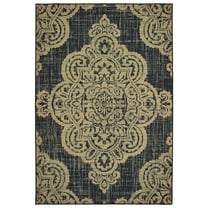 Oriental Weavers Marina Indoor/Outdoor Rug - 5929K - 8'6" x 13' - in Black/ Tan - Vintage Bohemian Style, Water, Stain and Fade Resistant, Hose Clean, Patio, Outdoor Living Area Rug