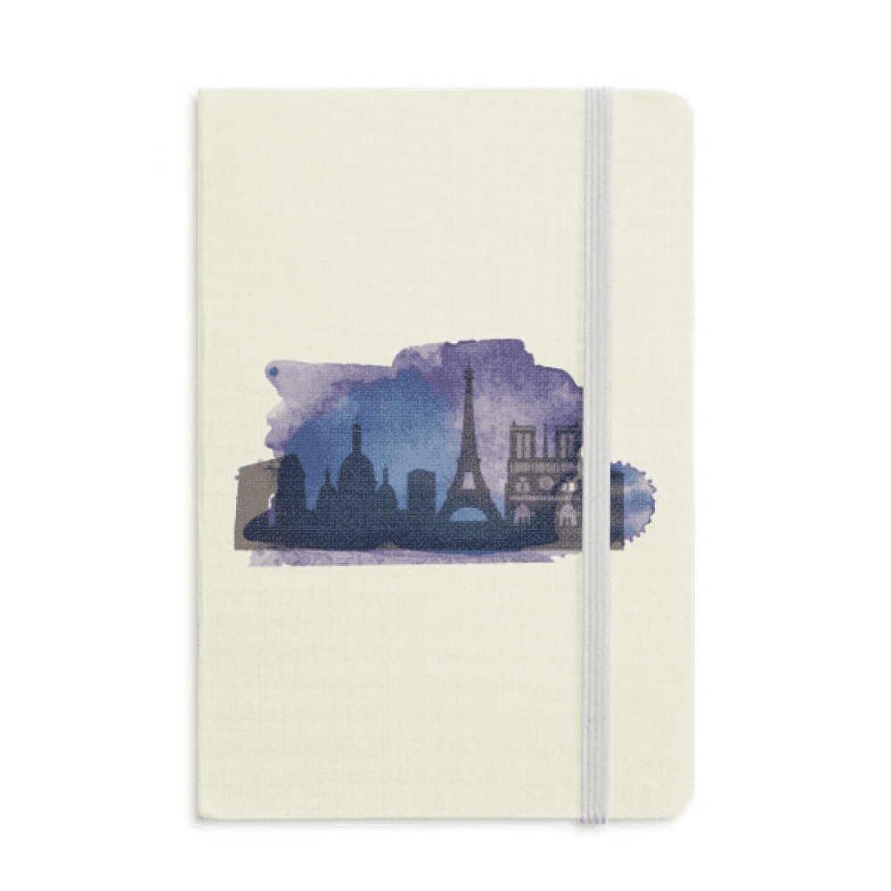 France Paris Eiffel Tour Aquarelle Bleu Carnet Officiel Tissu Couverture Rigide Journal Journal Classique