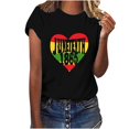 thumbnail image 3 of DDAPJ pyju Black History Month T-shirts for Women Short Sleeve African American Country Celebration Tee Shirts Color Block Printed Casual Round Neck Tee Tops Black XL, 3 of 5