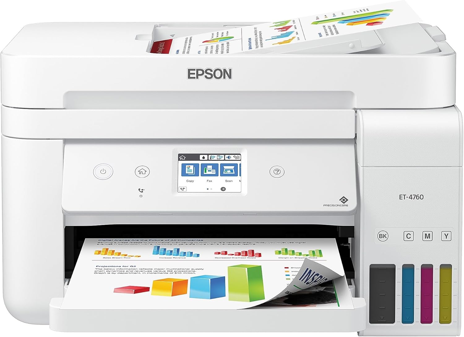 Epson EcoTank ET-4760 Wireless Color All-in-One Cartridge-Free Supertank Printer with Scanner, Copier, Fax, ADF and Ethernet (Sold without manufacturer warranty)