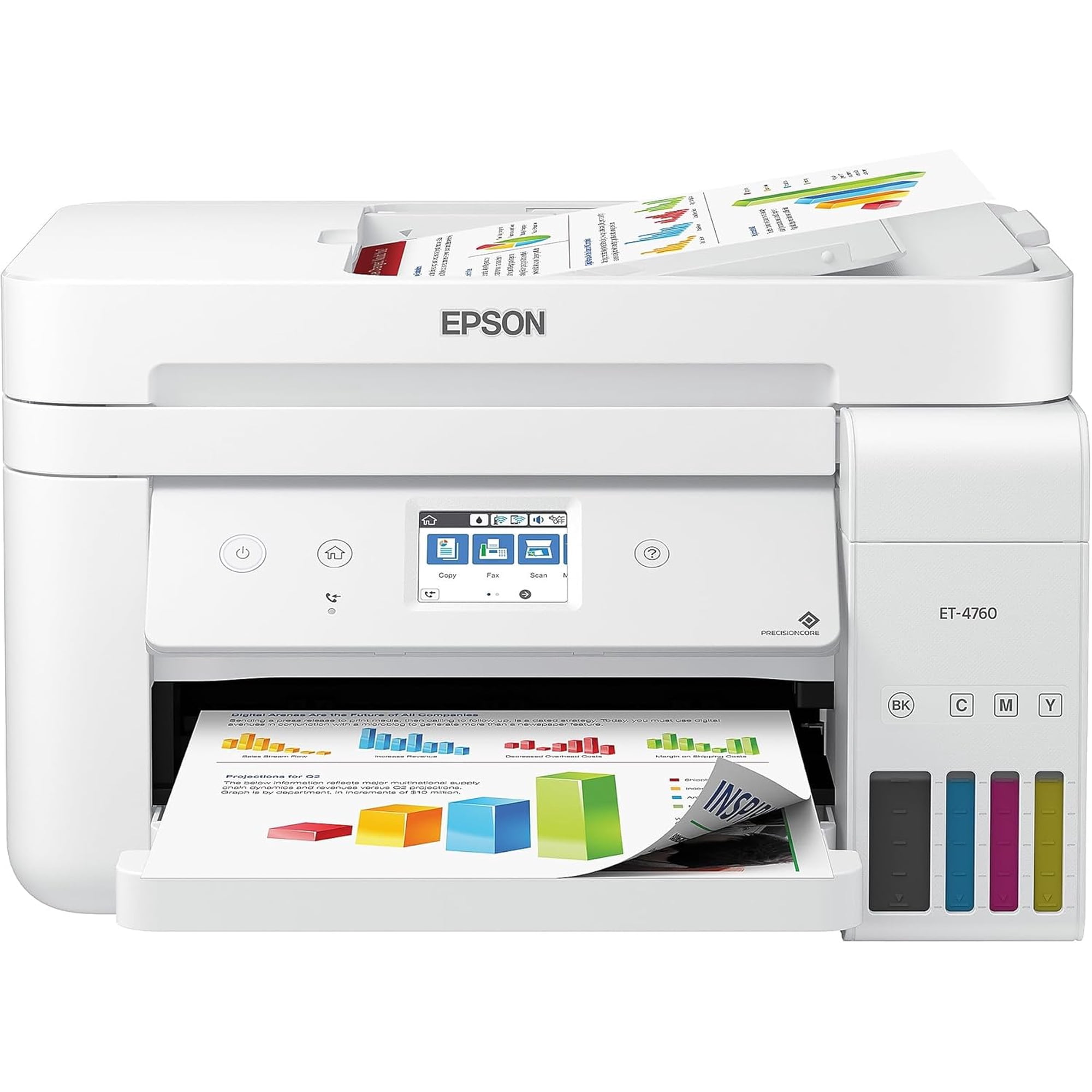 Epson EcoTank ET-4760 Wireless Color All-in-One Cartridge-Free Supertank Printer with Scanner, Copier, Fax, ADF and Ethernet (Sold without manufacturer warranty)