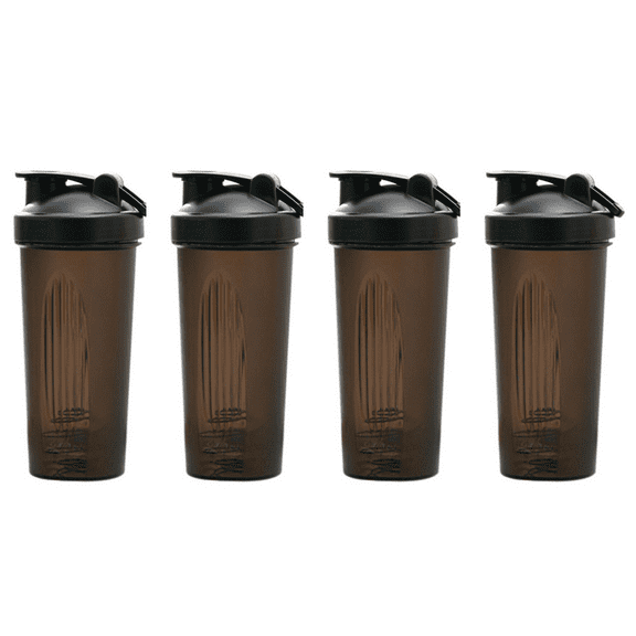 4X Shaker Cup Sports Portable Convenient Stirring Cup 600Ml Plastic Shakers Bottle Adults Black,4 x Shaker Cup,Black