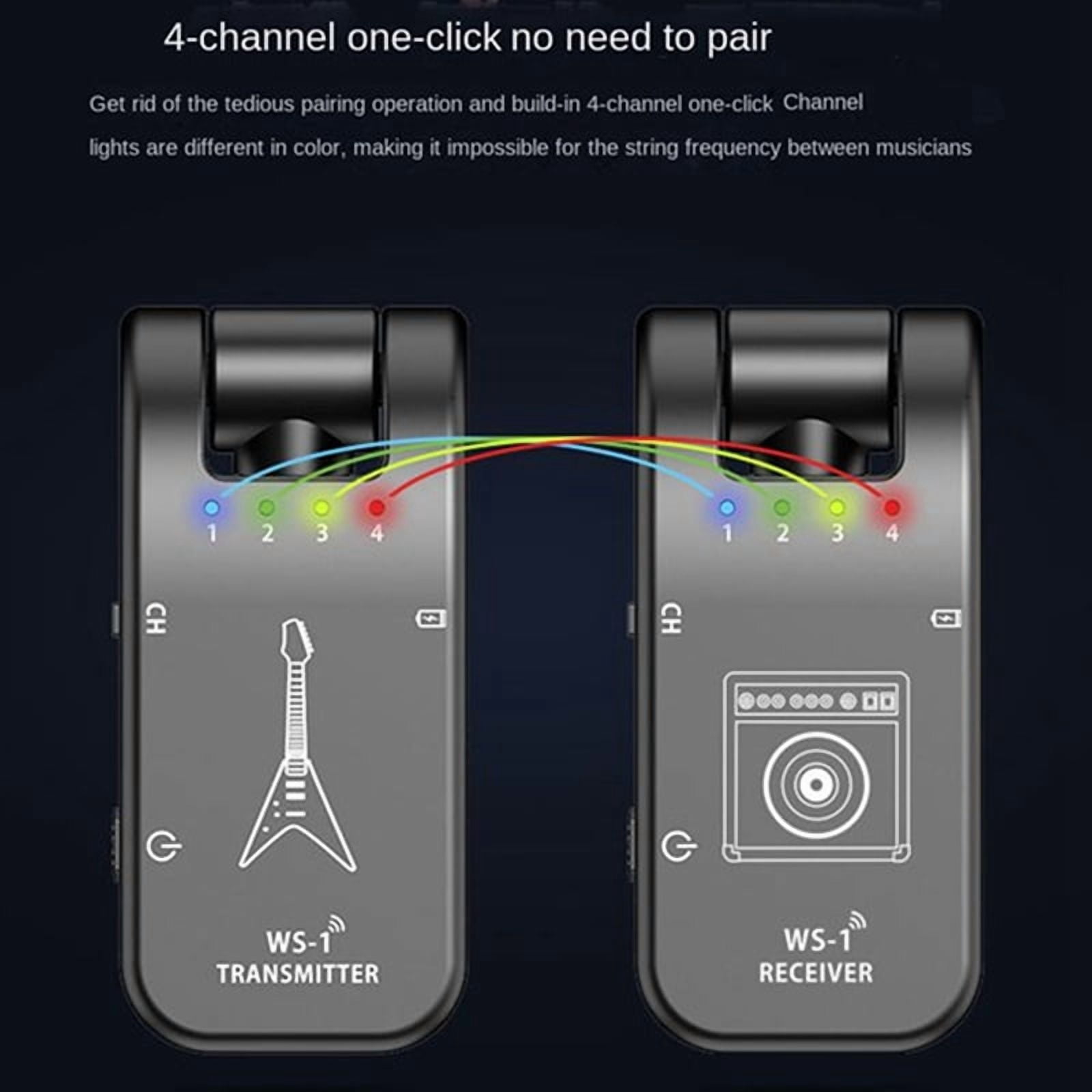 2.4G Wireless Guitar Transmitter Receiver Guitar System 48K/24bit Real-Time Transmission Rotatable Plug for Guitars