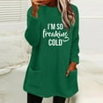 thumbnail image 2 of Lovskoo Women's Fuzzy Fleece Sweatshirt Pullover Tops Crewneck Long Sleeve Pocket Printed Winter Thick Warm Plush Top Green, 2 of 5