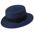 thumbnail image 5 of Fewfanhot Women Wide Brim Straw Boater Hat UPF Sun Protection Foldable Beach Fedora with Rhinestone Buckle Ribbon, 5 of 5