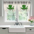 thumbnail image 4 of St. Patrick's Day Tie Up Curtains for Windows, Balloon Window Shades, Lucky Shamrock Love Black White Plaid Linen Kitchen Window Treatments Roll Up Curtain for Basement/Nursery 52"x45", 4 of 8