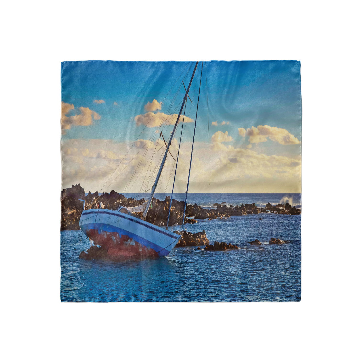 Hair Wrap Yacht on Sea Scenic View Ambesonne Nature Head Scarf 