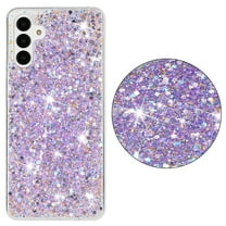 Bling Glitter Case for Samsung Galaxy S23 for Women Girls, Pretty Star Flash Twinkle Stardust Relief Pattern, Sparkling Powder Decoration, Heavy Duty Shockproof Protection Cover,Purple