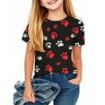 thumbnail image 2 of AUNVITO Unisex Kids Casual Dog Paw Print Round Neck Short Sleeve T-Shirt Summer Graphic Tee Playful Style, 2 of 7