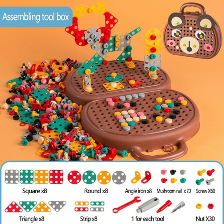 

Mittory Children s Manual Disassembly Toolbox Nut DIY Three-dimensional Platter Screw Screw Assembled Building Block Toys Early Education