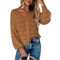 thumbnail image 5 of Fashion Short Cardigan Knitted Sweaters Women Autumn And Winter Long Sleeve Front-open V-neck Button-down Tops Clothes, 5 of 9