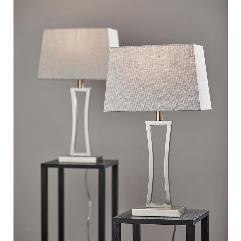 Adesso® Camila 2-Piece Table Lamp Set, 24-1/4"H, Gray & White Shade/Brushed Steel Base