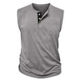 thumbnail image 4 of Men's Casual Sleeveless Henley Tank Top Summer Lightweight Breathable Button-Down Muscle Vest, 4 of 5