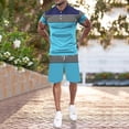 thumbnail image 2 of Ketyyh-chn99 2 Piece Outfit Men T Shirts and Shorts Stylish Casual Sweatsuit Set Sky Blue,M, 2 of 5