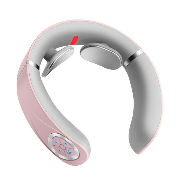 Masajeador de Cuello Eléctrico Masajeador de Cuello con Calefacción Portátil Masajeador de Cuello de Pulso Eléctrico para Aliviar el Dolor y Relajarse Rosa