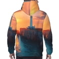 thumbnail image 7 of Pofeuu Lighthouse At Sunset Coast Print Mens Casual Hooded Collar Drawstring Hoodies Pullover Sweatshirts Casual Long Sleeve Shirts-X-Large, 7 of 7