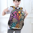 thumbnail image 6 of FORMRS Unisex School Backpack 17" Student Travel Bag with Laptop Compartment, Beige Wavy Plaid, 6 of 7