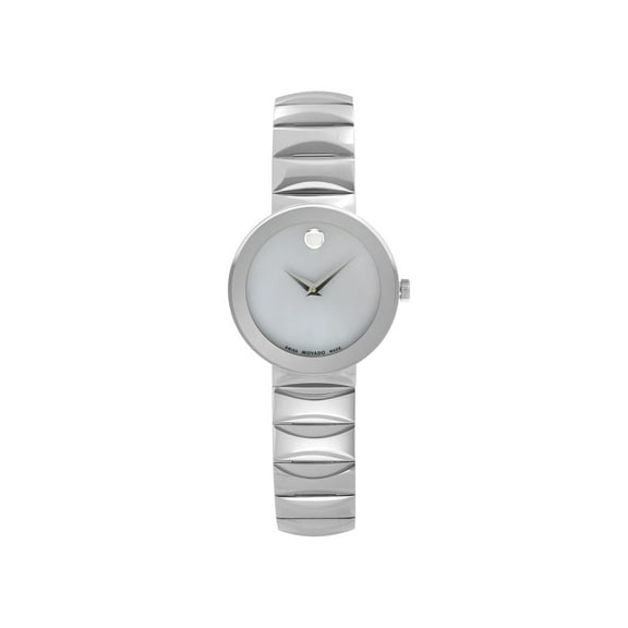 Movado Sapphire Museum 26mm Steel Grey MOP Dial Ladies Quartz Watch 0607048