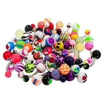 EG Gifts Belly Button Rings 14g Surgical Steel Piercing Jewelry No Duplicates 20pc