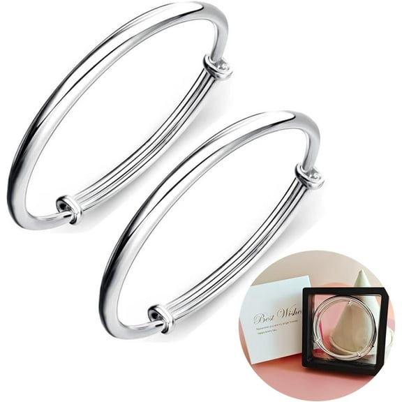 Greenlifestyle@US Cuff Bangle Adjustable Bracelet, 925 Sterling Silver